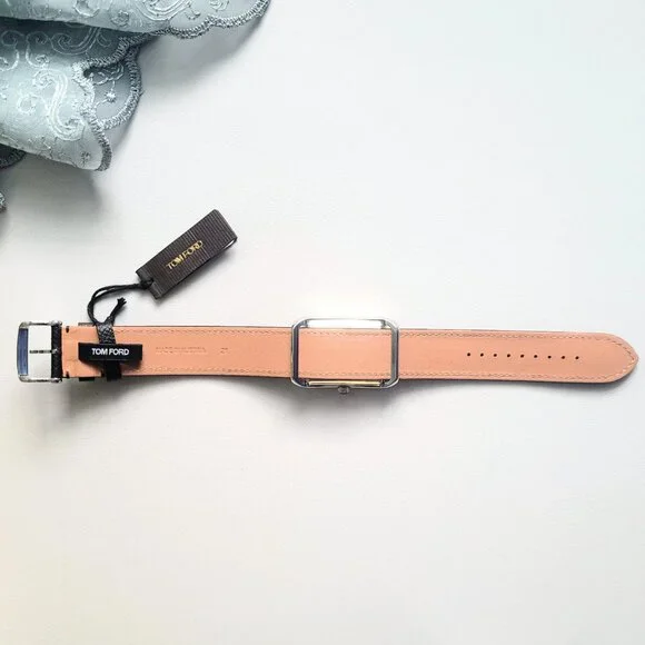 Tom Ford No.001 Watch White Face Black Leather Strap Stainless Steel New Gift - Picture 7 of 8